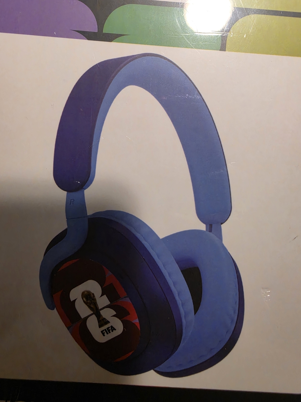 Blue Over-Ear Headphones with FIFA Trophy Graphic - Comfortable Sound